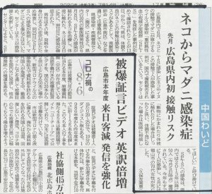 中国新聞記事（ネコからマダニ感染症)のコピー